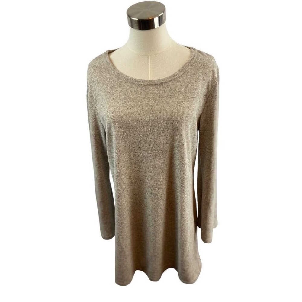 1XL Women's Pullover Tunic Sweater Heathered Gray Long Unbranded